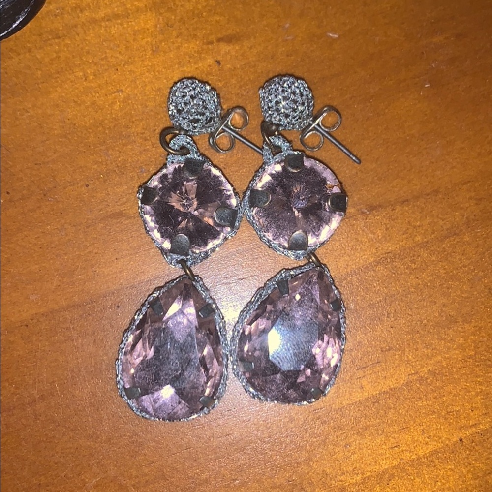 Pink Teardrop Crystal Earrings